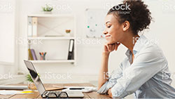 Female student taking online lesson