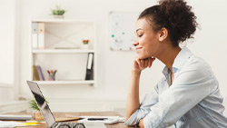 Female student taking online lesson